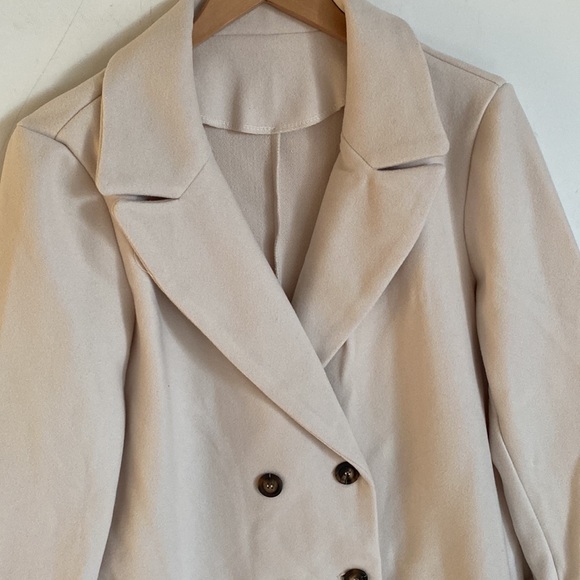 (B5) NEW SHEIN Unity Lapel Neck Double Breasted Fuzzy Cuff Overcoat, Size L,NWOT - Picture 9 of 16